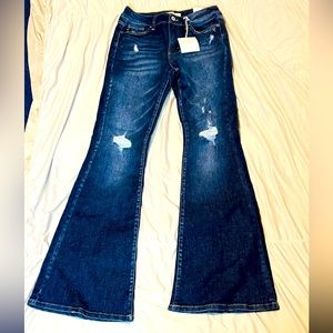 KanCan dark wash high rise slight distressed jeans